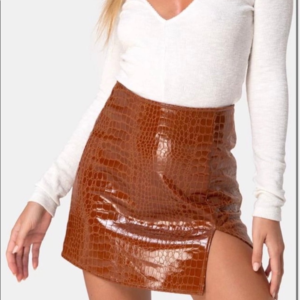 Motel Rocks Croc mini skirt